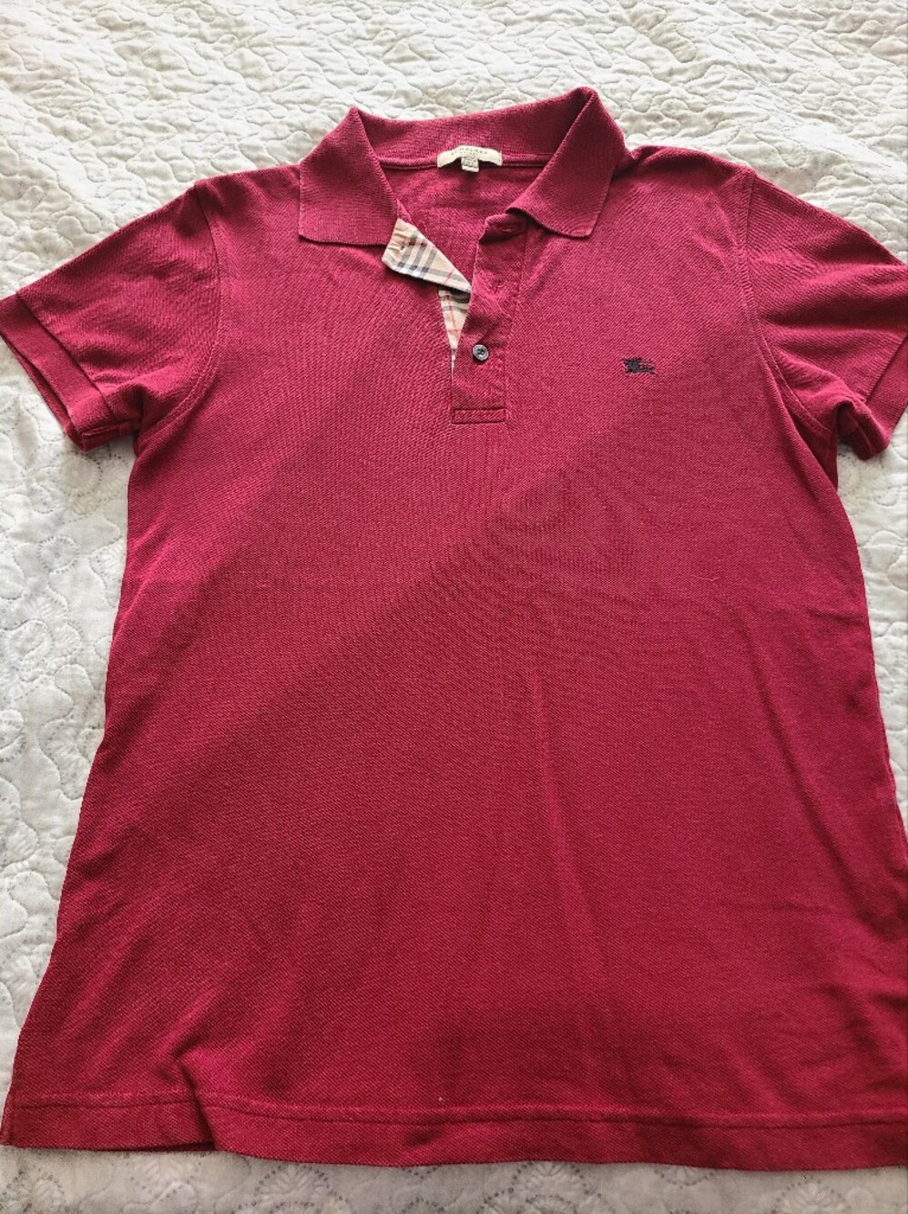 Burberry Men's Polo Shirt in Deep Red